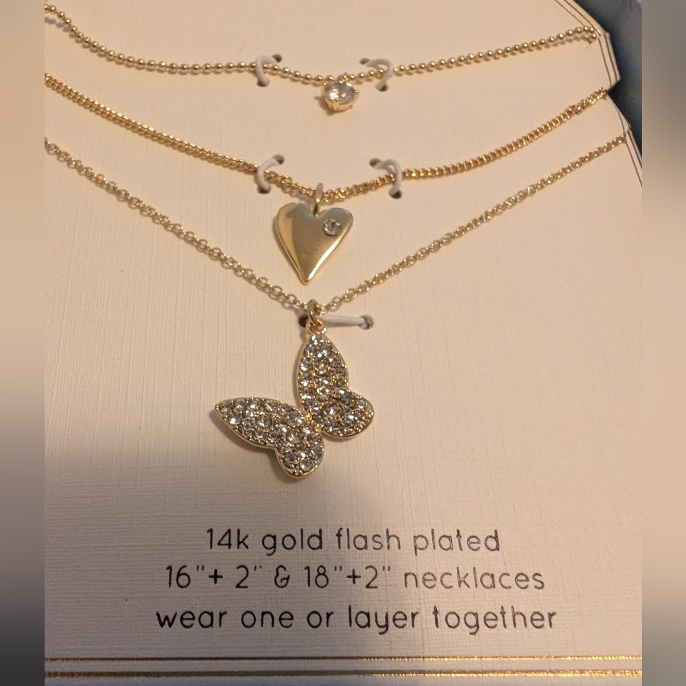 Unwritten 3 Piece Gold Flash Plated Necklace Set NIB - Picture 2 of 3